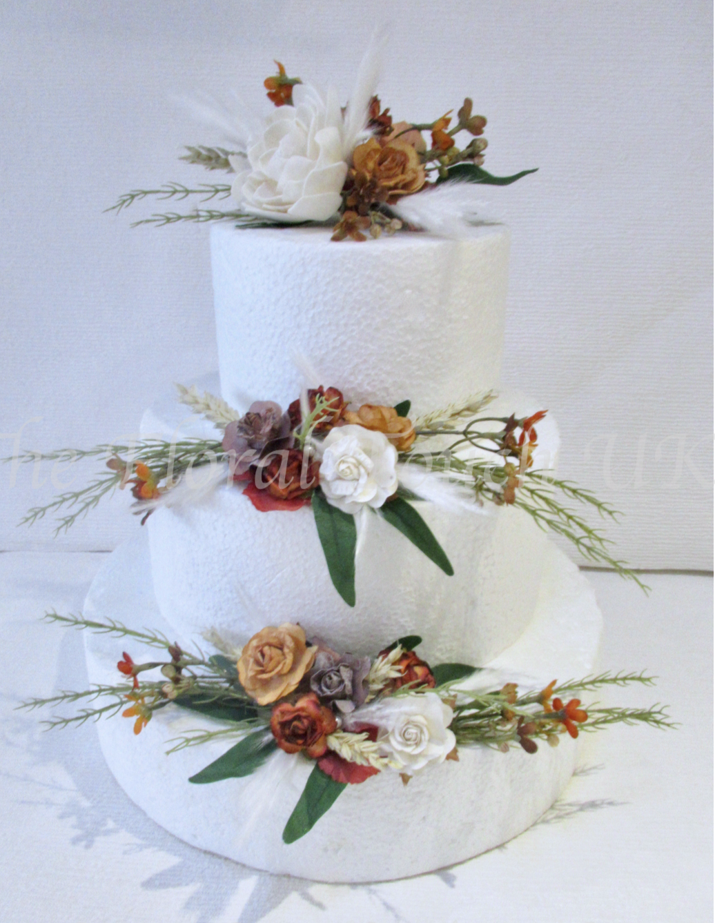 Burnt Orange, Ivory, Gold Cake Flowers